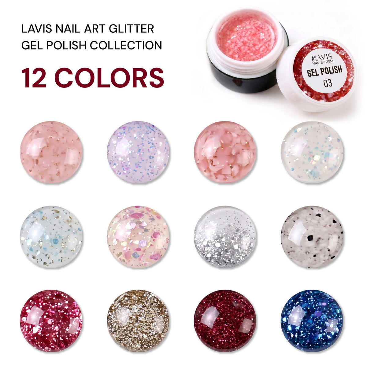 LAVIS Nail Art Glitter Gel Polish