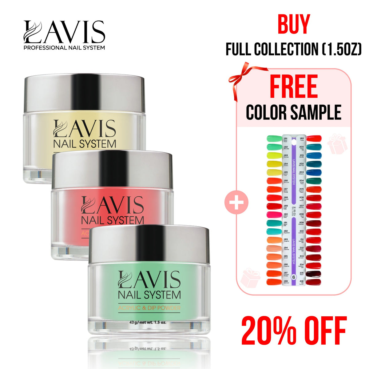 LAVIS Acrylic & Dip Part 6, 36 Colors 181-216