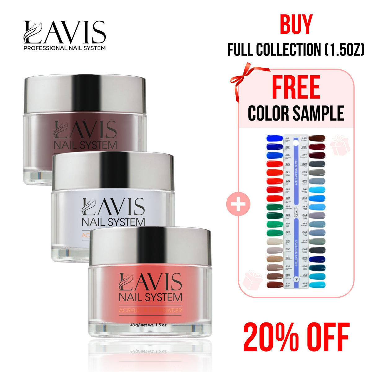 LAVIS Acrylic & Dip Part 7, 36 Colors 217-252