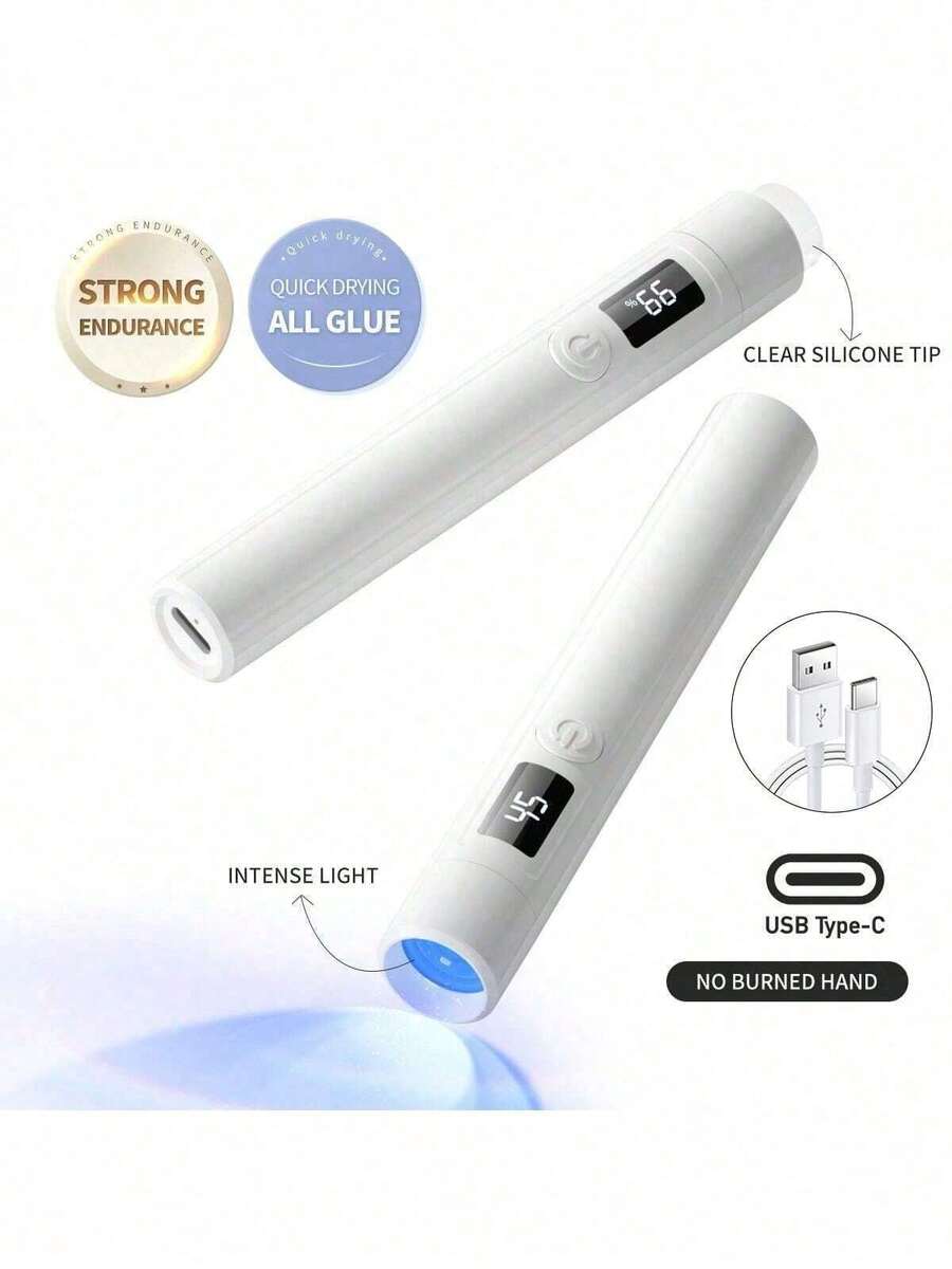 Portable Handheld UV Lamp with replaceable Silicone Tip - White