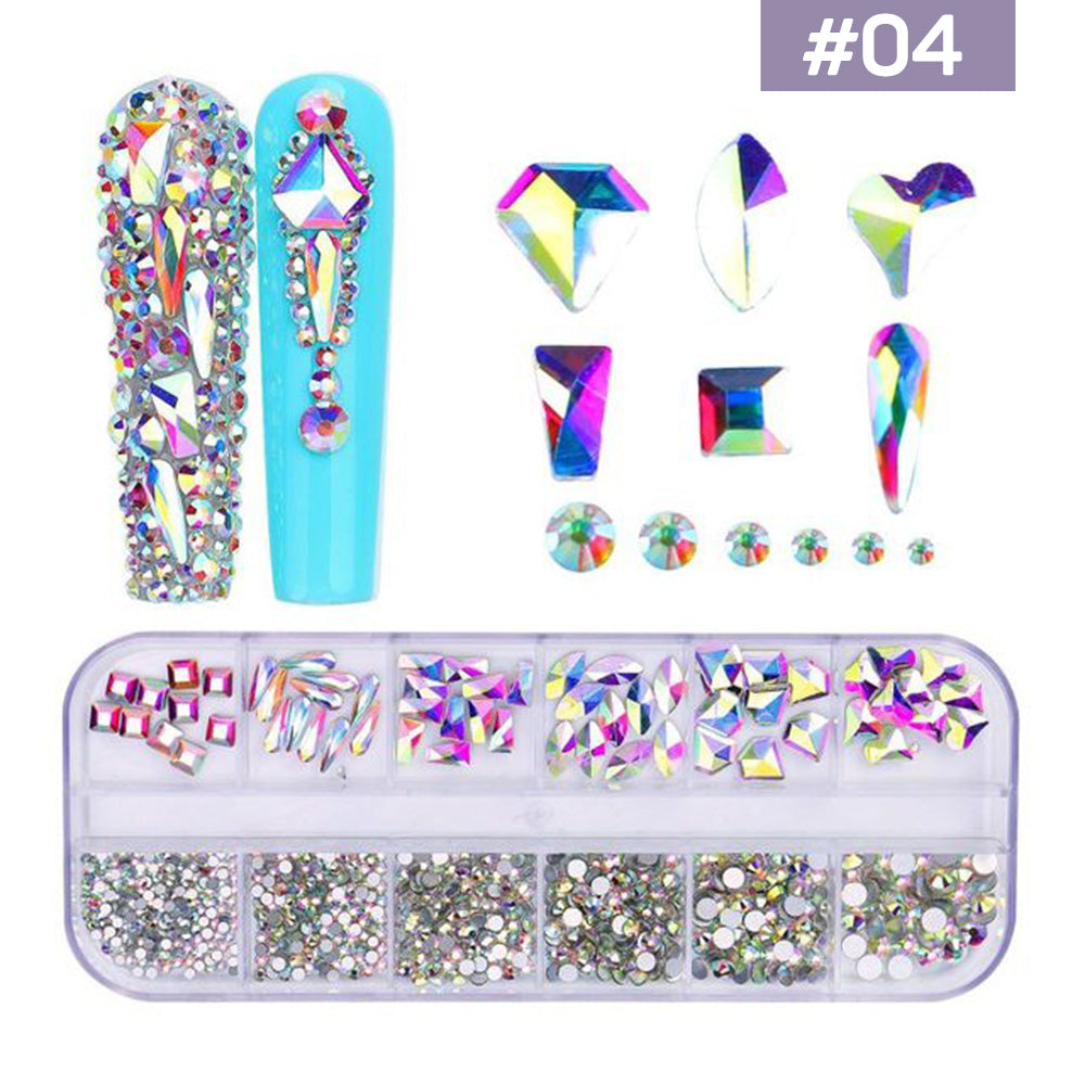 12 Grids Flatback Rhinestones RB-04 AB