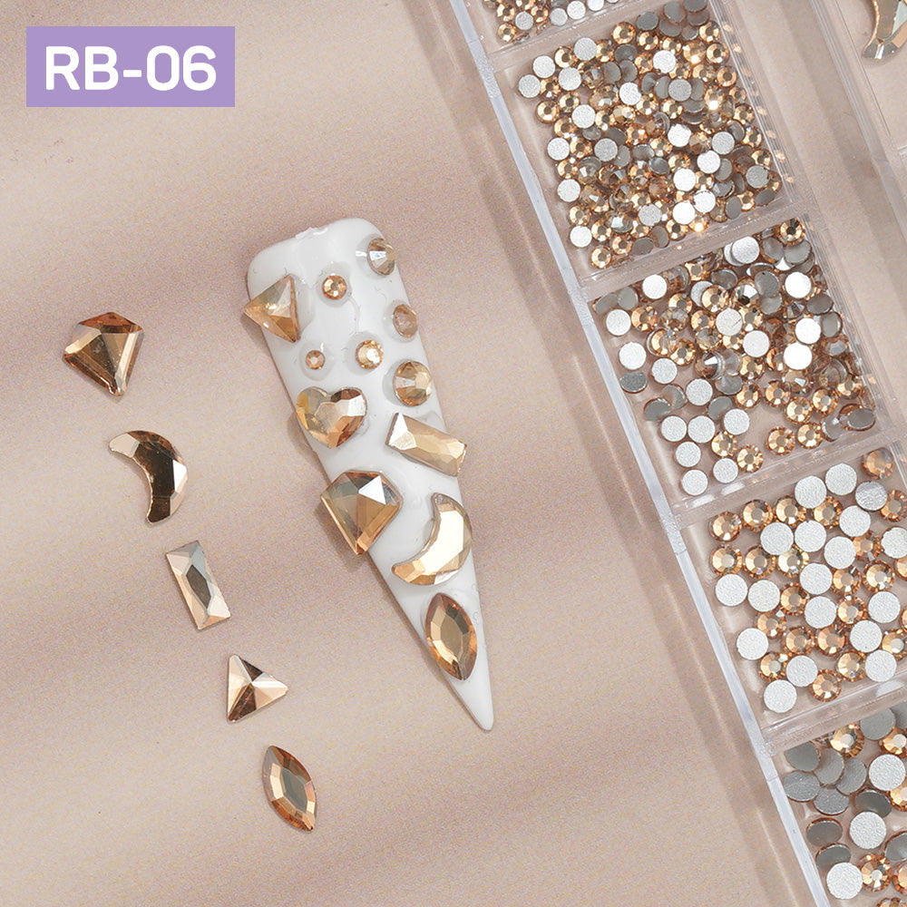 12 Grids Flatback Rhinestones RB-06 Champagne