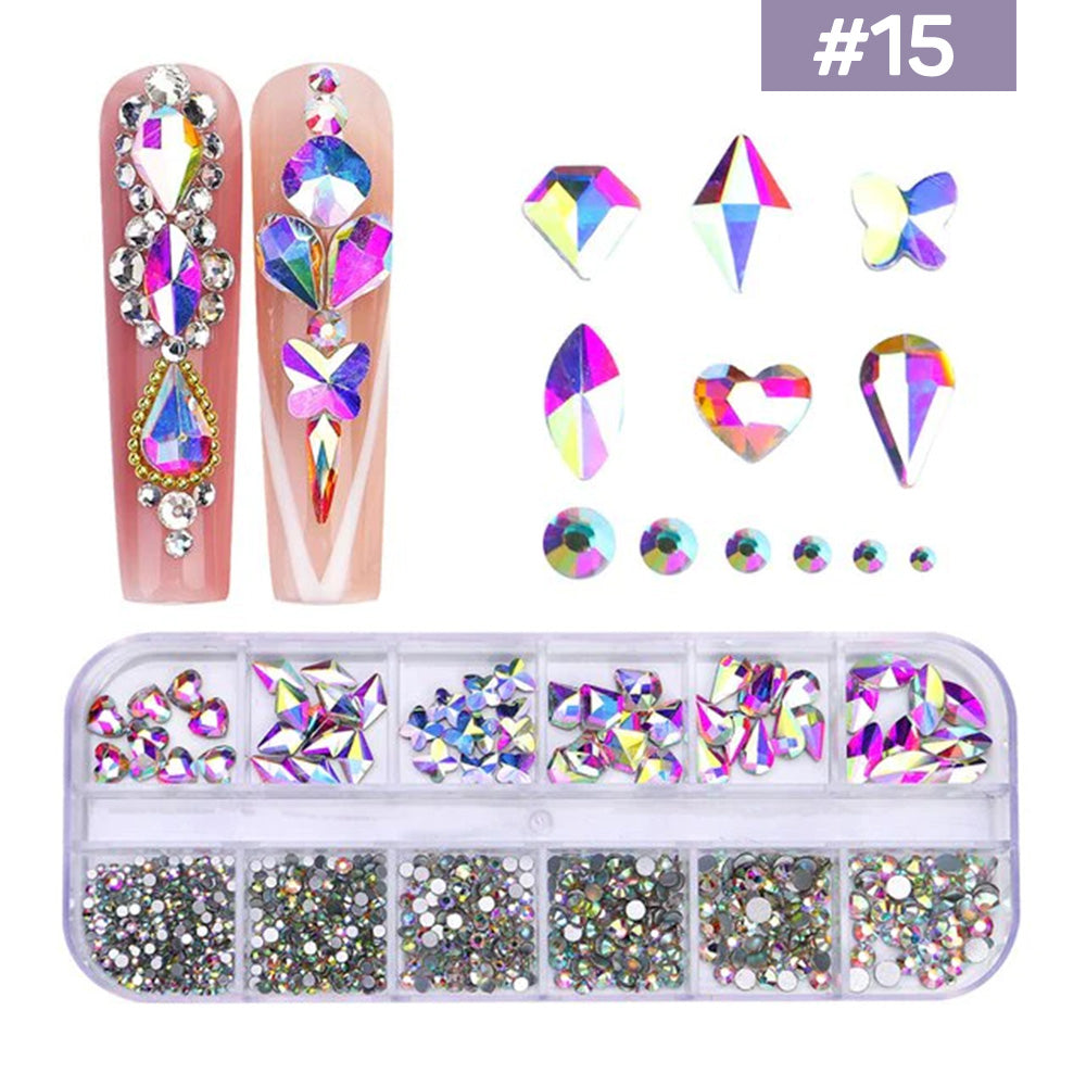 12 Grids Flatback Rhinestones RB-15 AB