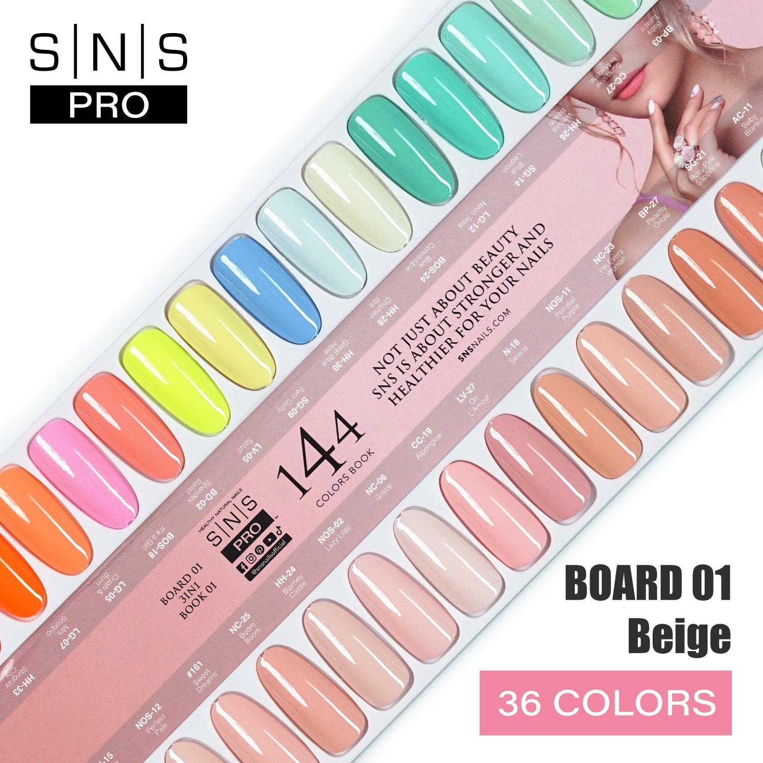SNS Pro Dipping Powder - Set 36 Colors - Board 1 (001 - 036) - Beige Collection