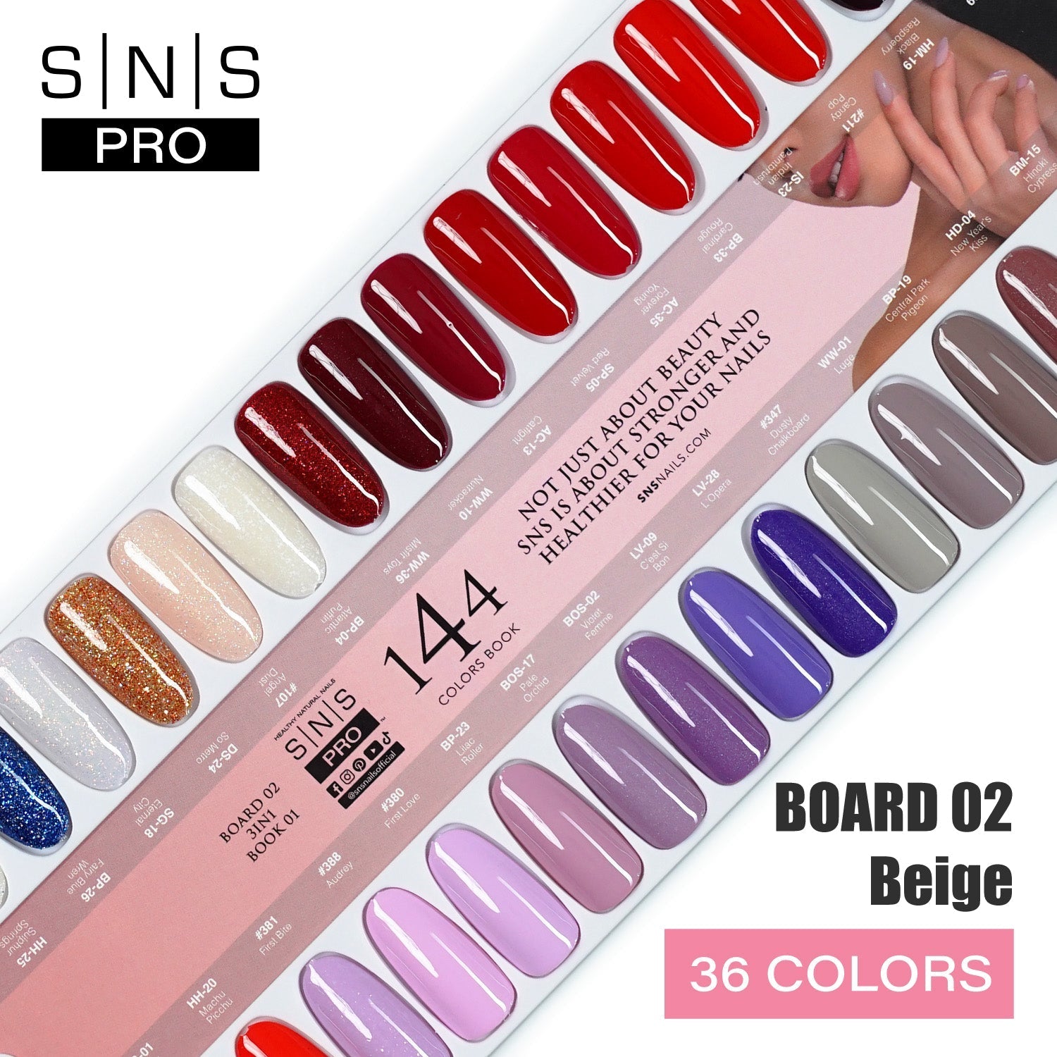SNS Pro Dipping Powder - Set 36 Colors - Board 2 (037 - 072) - Beige Collection