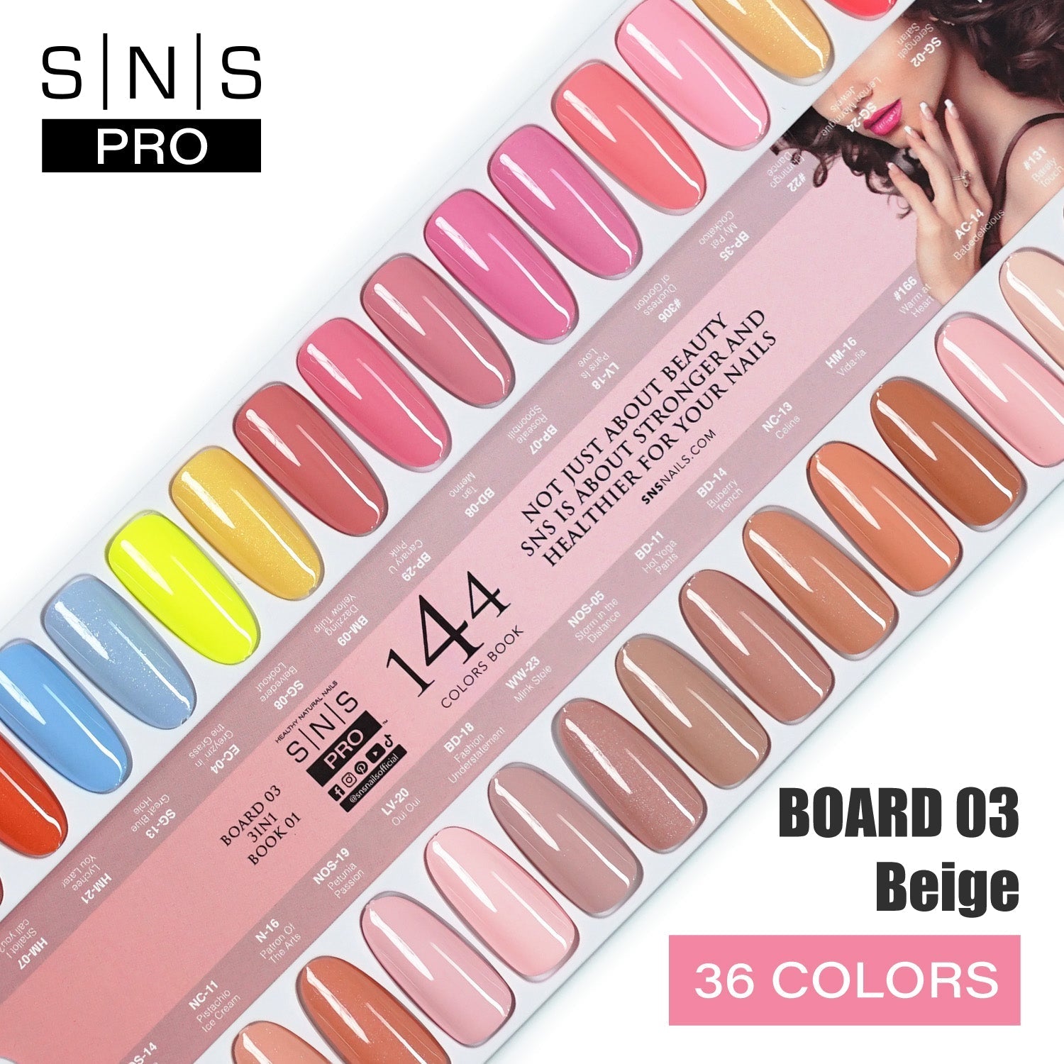 SNS Pro Dipping Powder - Set 36 Colors - Board 3 (073 - 108) - Beige Collection