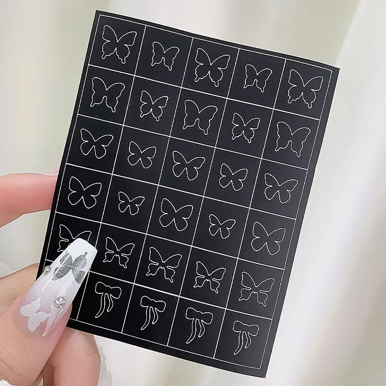 Spray Painted Nail Art Stickers H347 - Bow & Butterfly