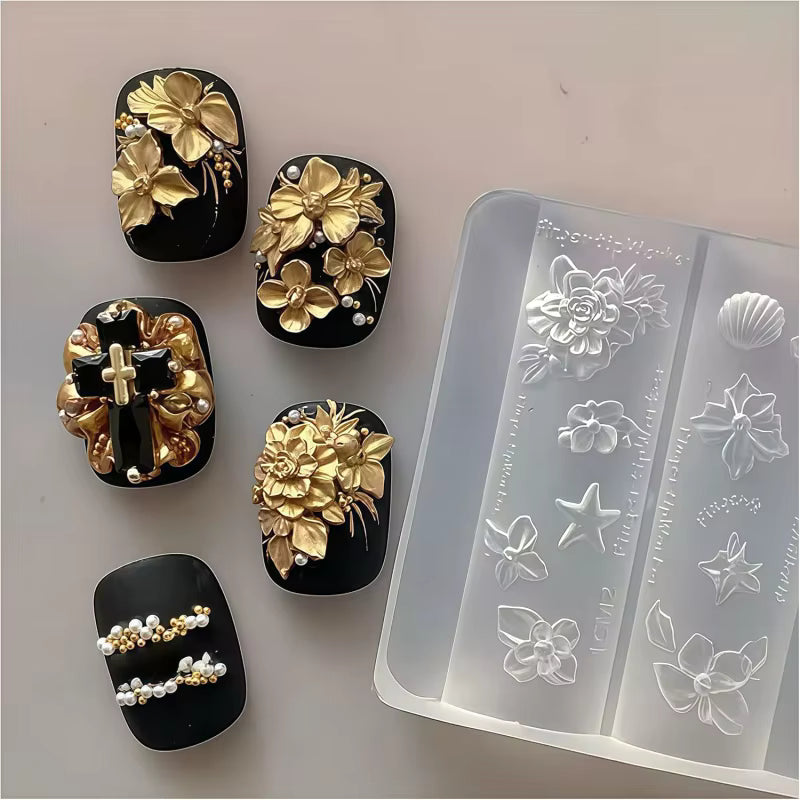 3D Nail Charm Mold 24 - Flower & Sea Star