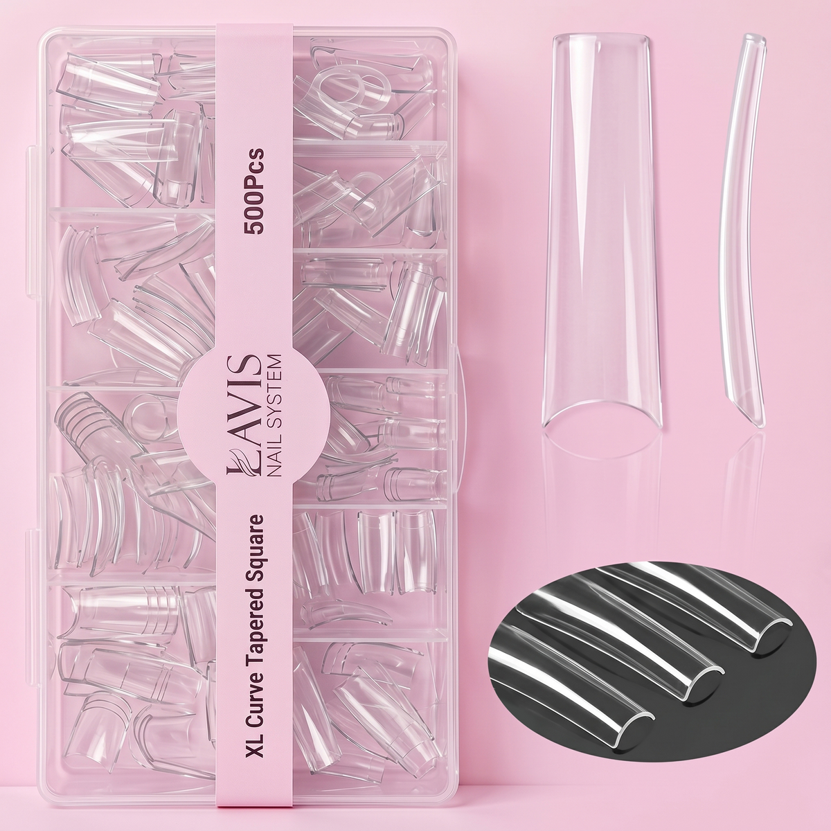 Lavis - XL Curve Tapered Square - Clear - 500 Pcs
