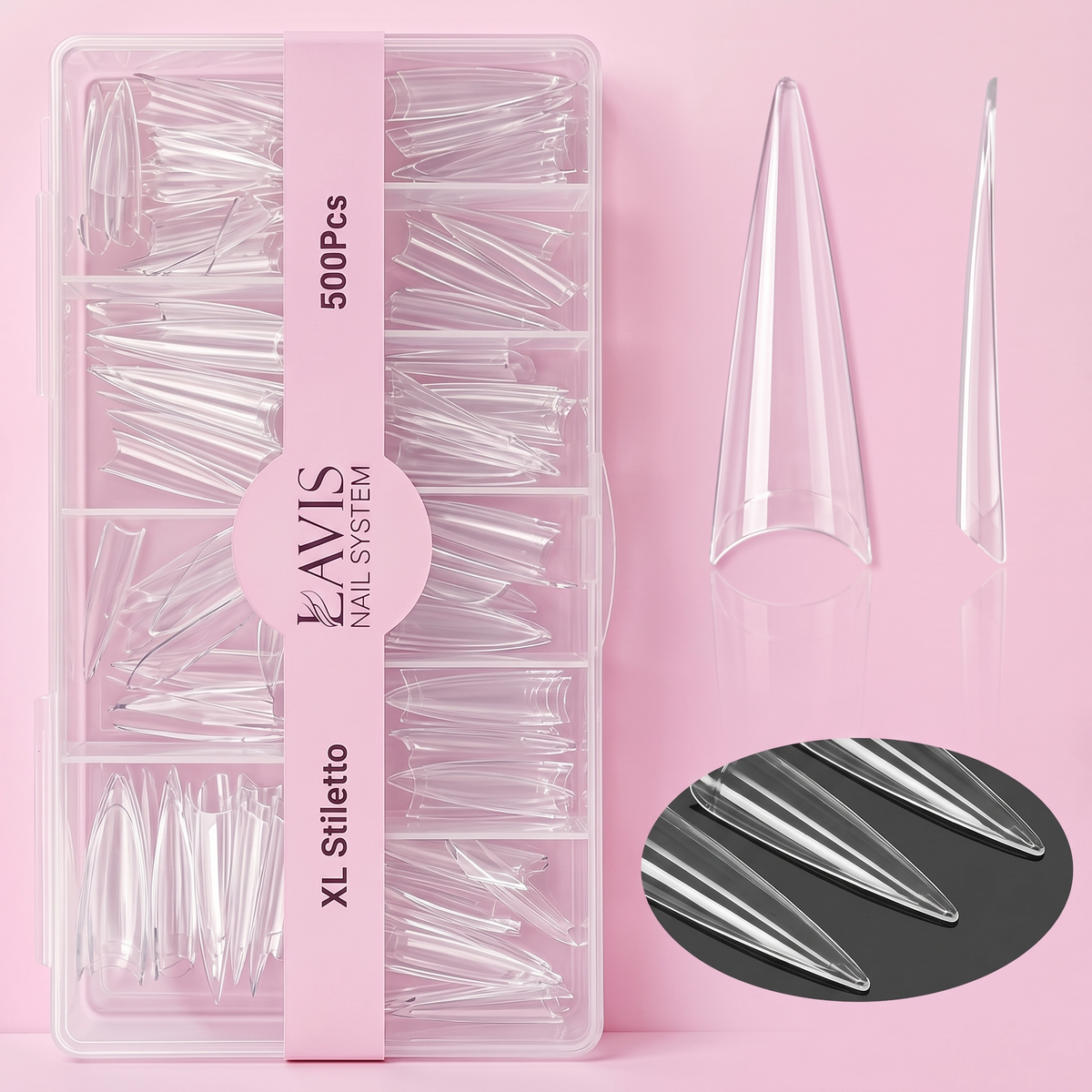 Lavis - XL Stiletto - Clear - 500 Pcs