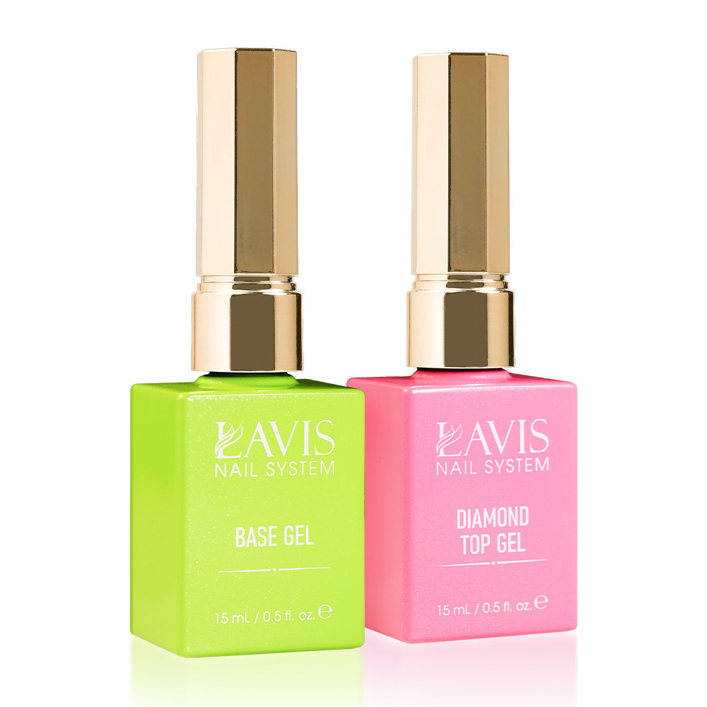 LAVIS C05 Set 24 Colors Gel Polish 0.5 oz Neon Obsession Collection + FREE Sample Color Chart + FREE LAVIS Base Top Coat