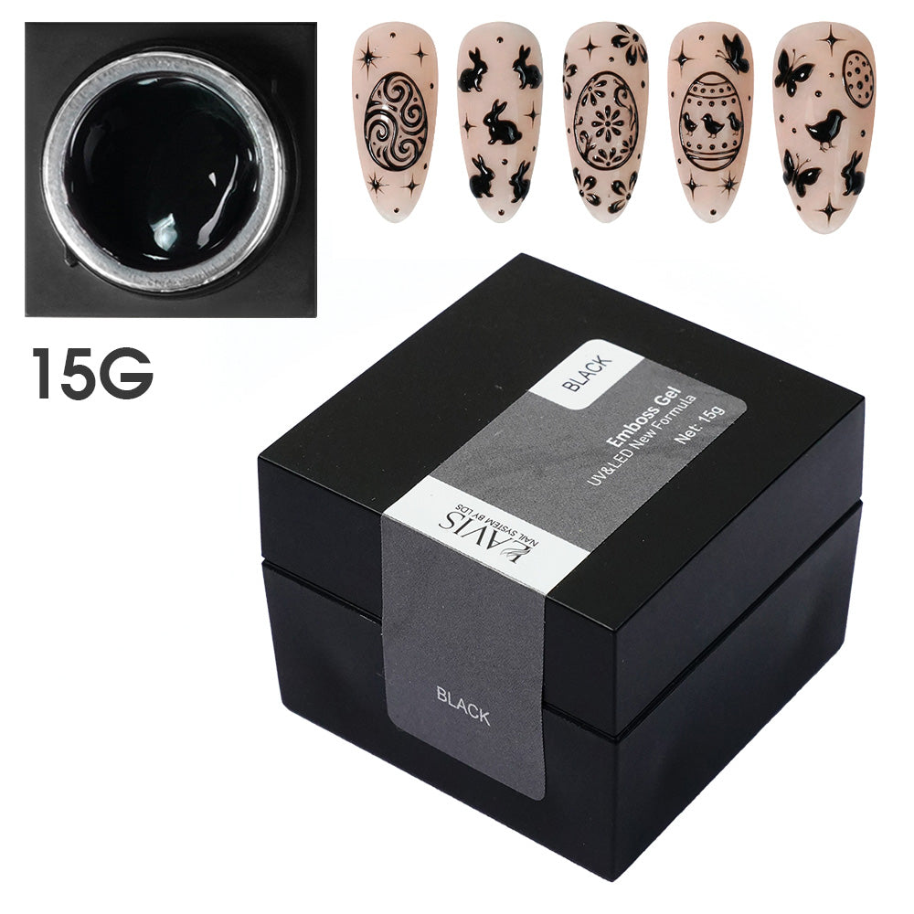 Emboss Gel Polish Nail Art - 15g Black