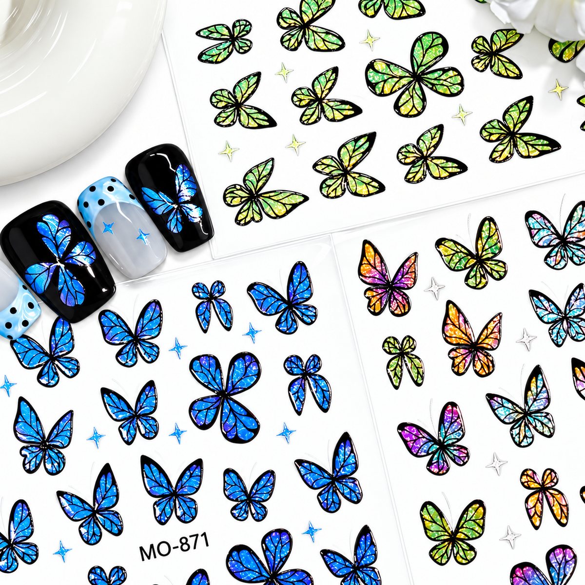 Butterfly Nail Art Stickers MO-870 - Multicolor