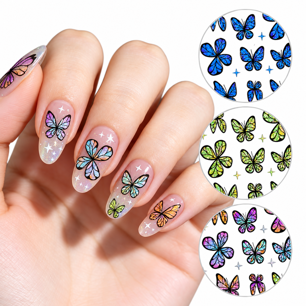 Butterfly Nail Art Stickers MO-870 - Multicolor