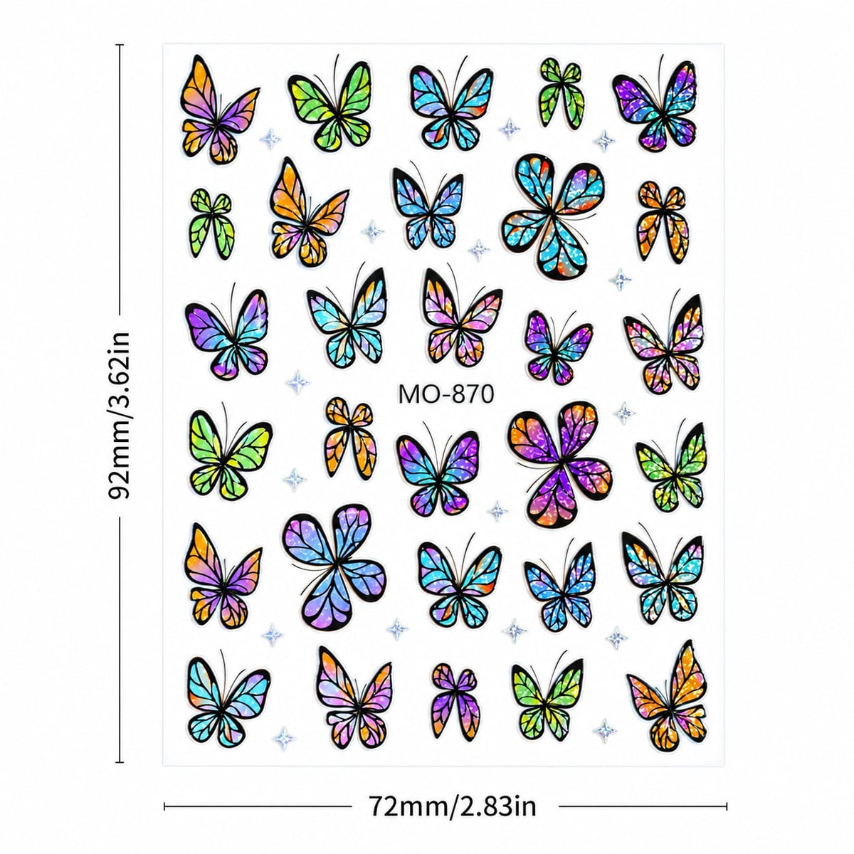 Butterfly Nail Art Stickers MO-870 - Multicolor