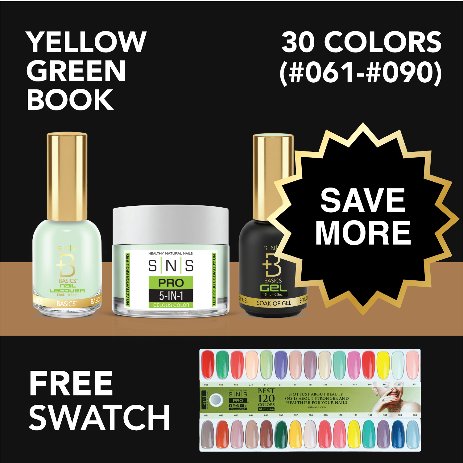 SNS Pro - Yellow Green Book Collection - Bundle 30 Colors - Board 3 (#061-#090)