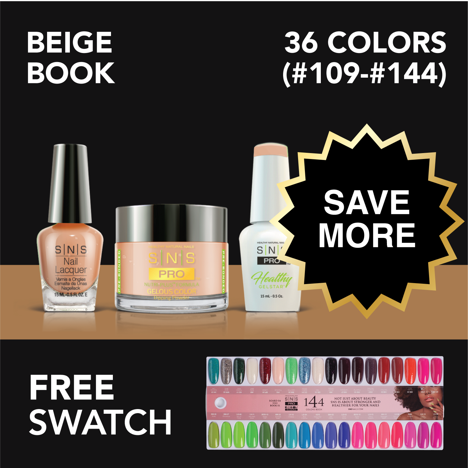 SNS Pro - Beige Book Collection - Bundle 36 Colors - Board 4 (#109-#144)