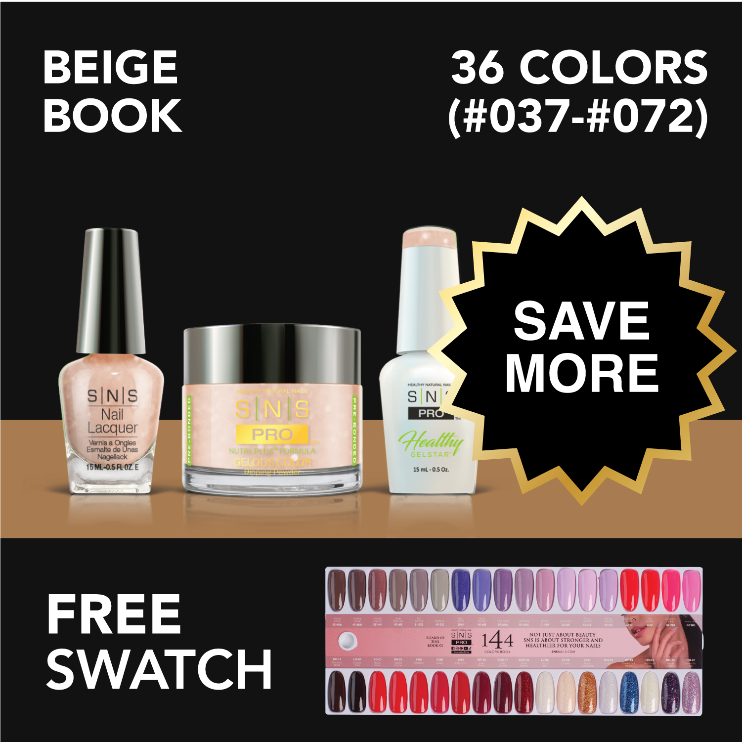 SNS Pro - Beige Book Collection - Bundle 36 Colors - Board 2 (#037-#072)
