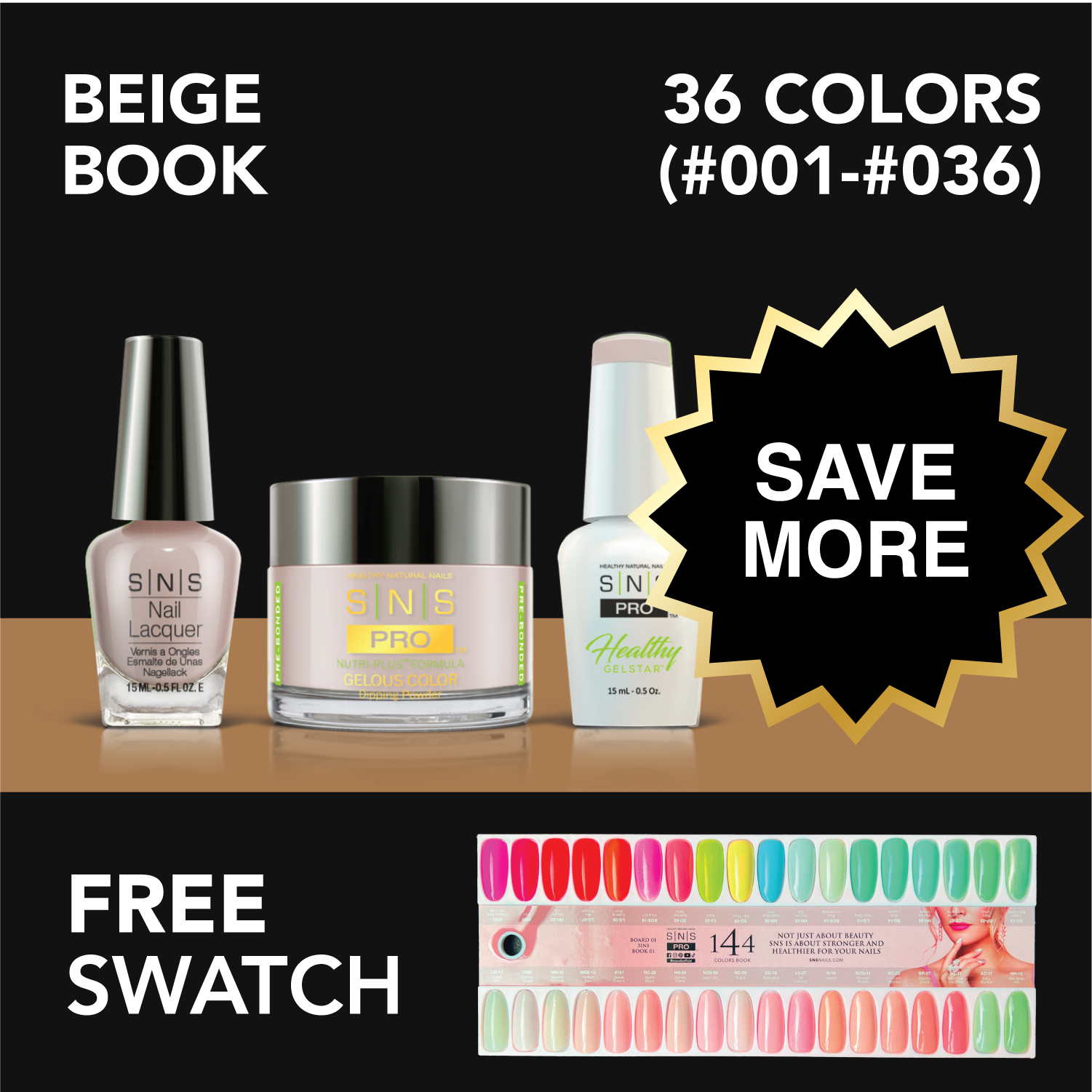 SNS Pro - Beige Book Collection - Bundle 36 Colors - Board 1 (#001-#036)