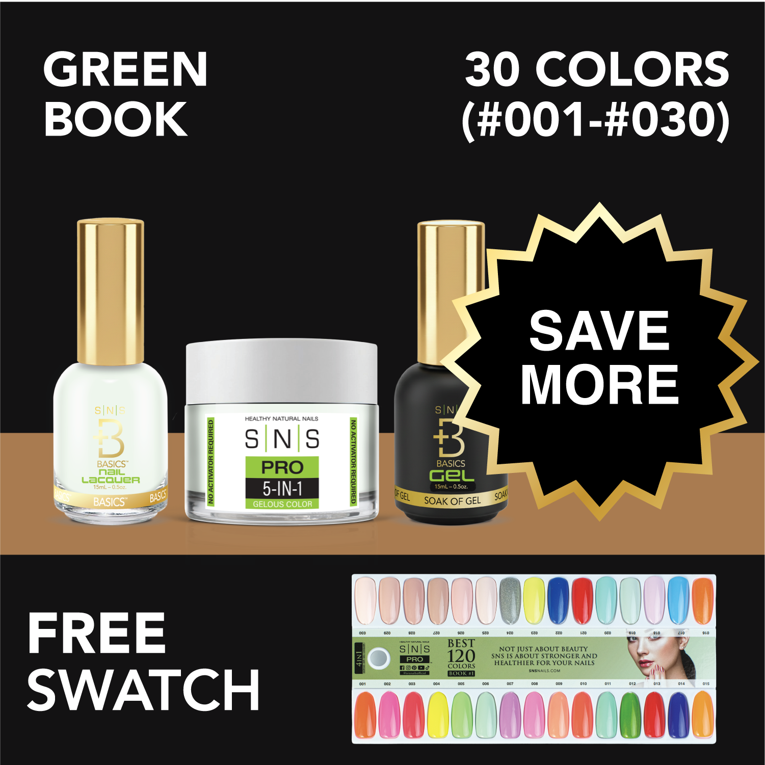 SNS Pro - Green Book Collection - Bundle 30 Colors - Board 1 (#001-#030)