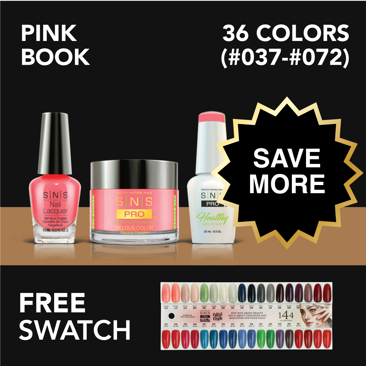 SNS Pro - Pink Book Collection - Bundle 36 Colors - Board 2 (#037-#072)