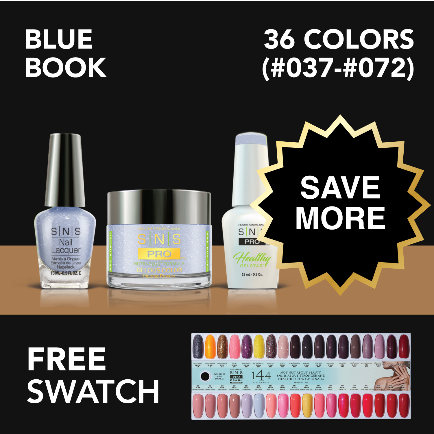 SNS Pro - Blue Book Collection - Bundle 36 Colors - Board 2 (#037-#072)