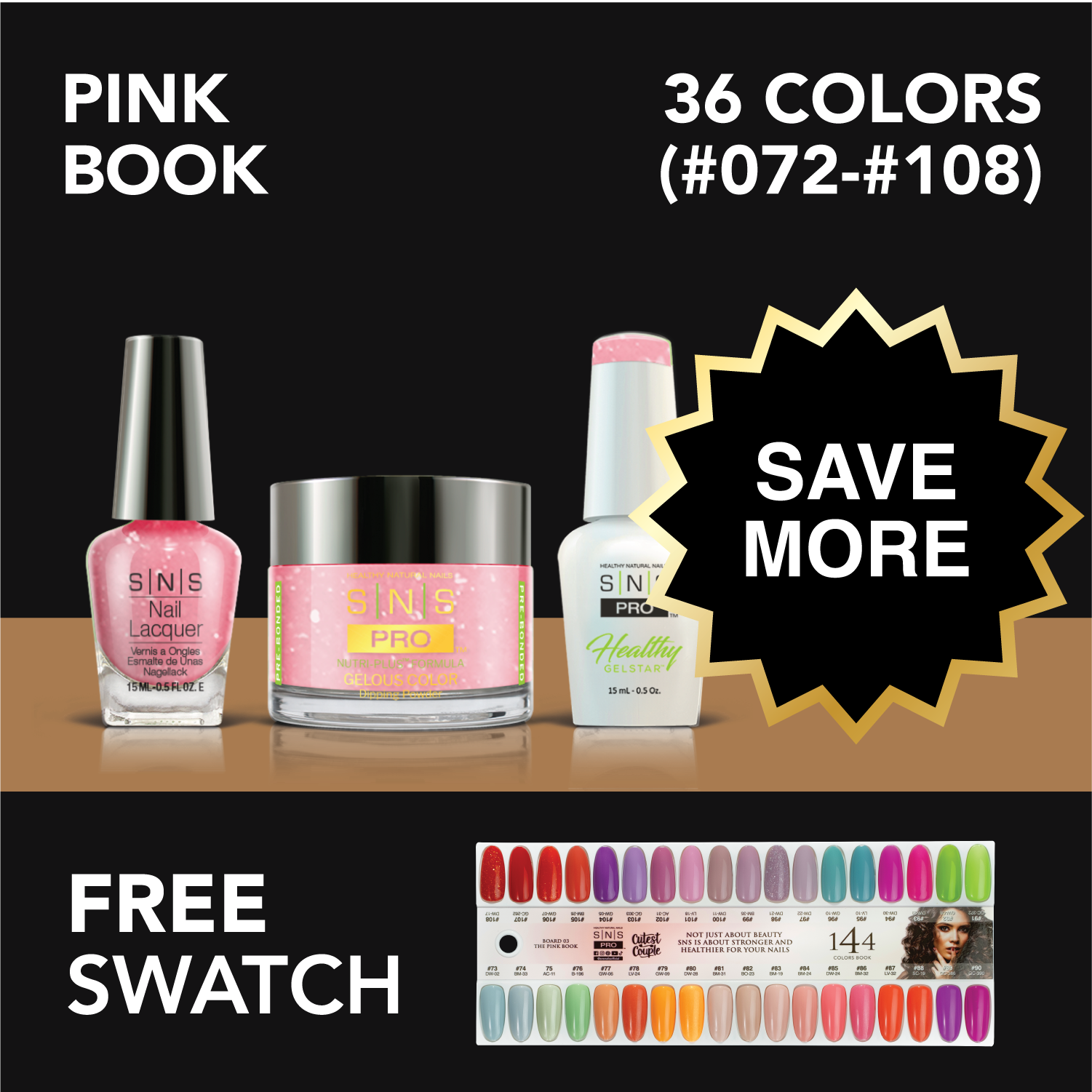 SNS Pro - Pink Book Collection - Bundle 36 Colors - Board 3 (#073-#108)