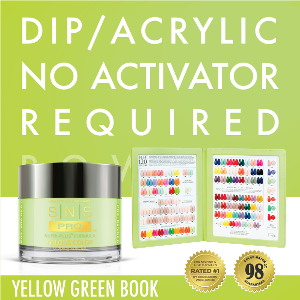 SNS Pro - Yellow Green Book Collection - Dip/Acrylic/No Activator Required Powder - 30  Colors Bundle - Board 2