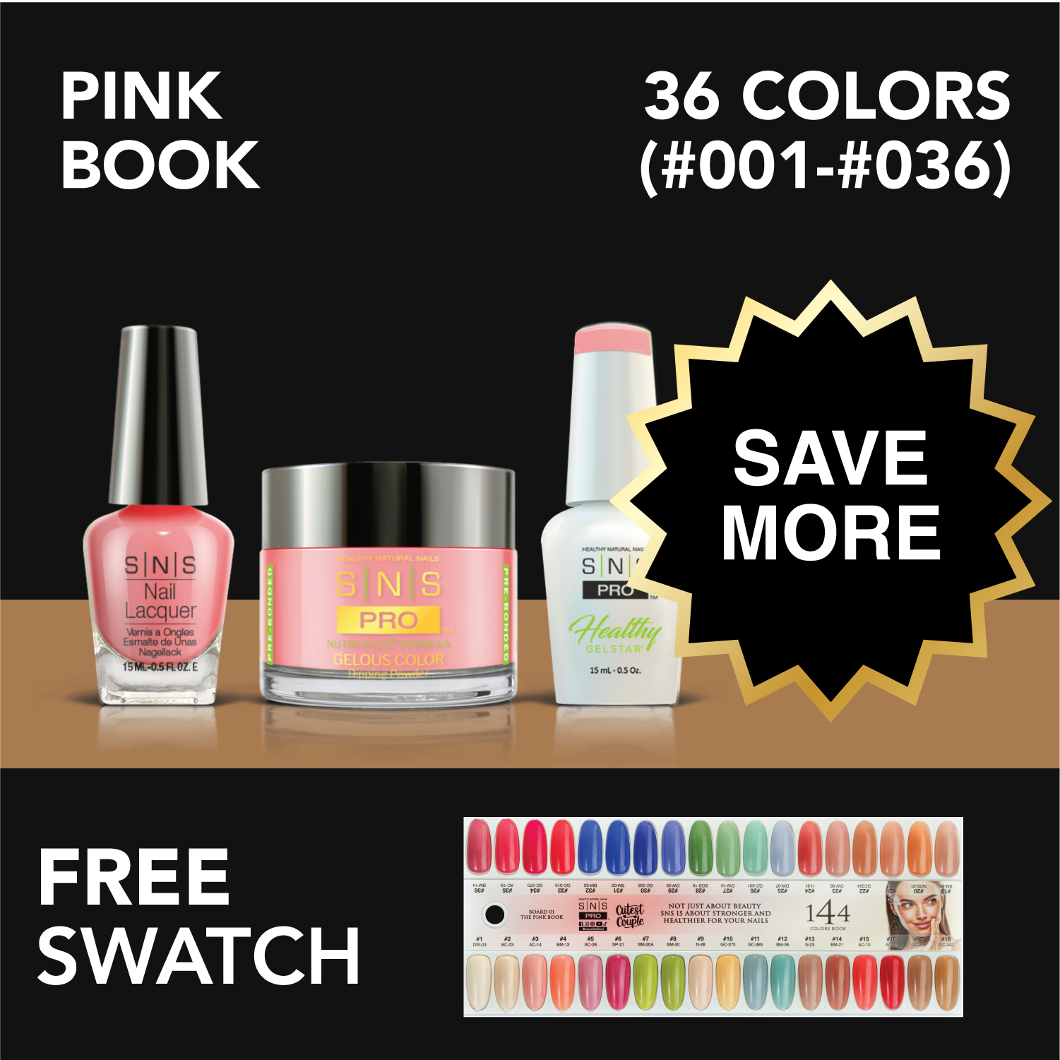 SNS Pro - Pink Book Collection - Bundle 36 Colors - Board 1 (#001-#036)