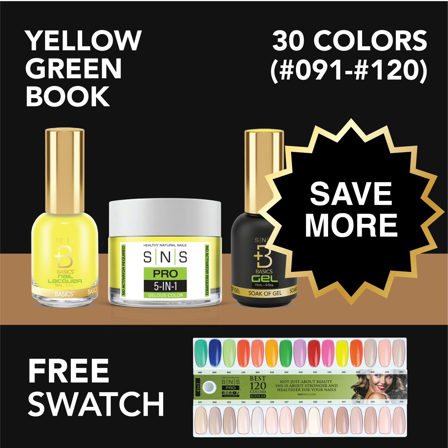 SNS Pro - Yellow Green Book Collection - Bundle 30 Colors - Board 4 (#091-#120)