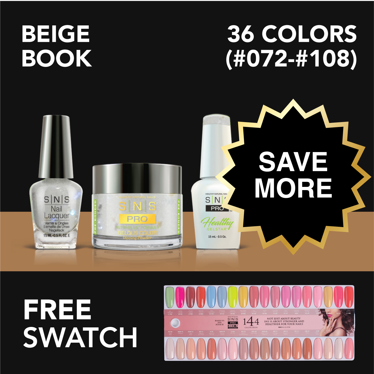 SNS Pro - Beige Book Collection - Bundle 36 Colors - Board 3 (#073-#108)