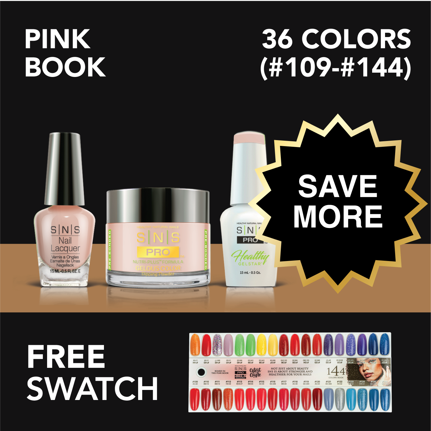SNS Pro - Pink Book Collection - Bundle 36 Colors - Board 4 (#109-#144)