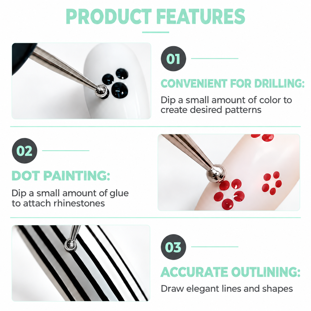 Nail Dotting Tool 6 in 1, Acrylic Disc