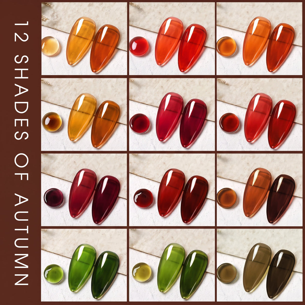 LAVIS Amber Jelly Gel Polish Set 12 Colors + FREE Sample Color Chart + FREE LAVIS Super Clear Cat Eye