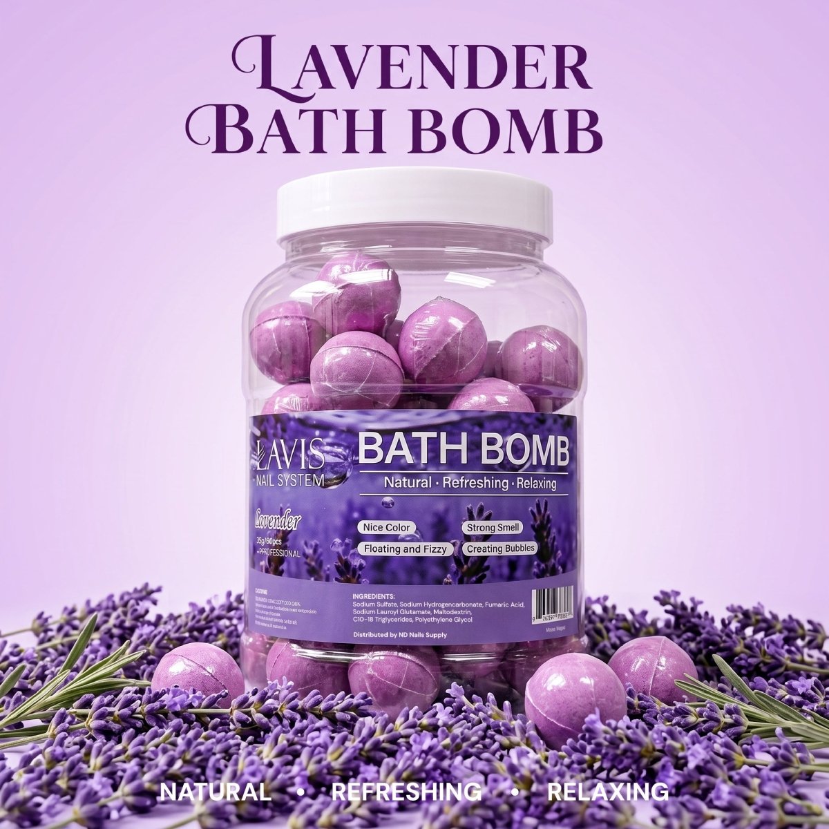 LAVIS Bath Bomb Jar - Choose Your Scent: Honey Pearl, Orange, Lavender, Mango, Rose, Jasmine, Mint & More