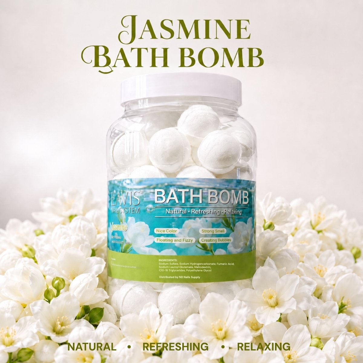 LAVIS Bath Bomb Jar - Choose Your Scent: Honey Pearl, Orange, Lavender, Mango, Rose, Jasmine, Mint & More