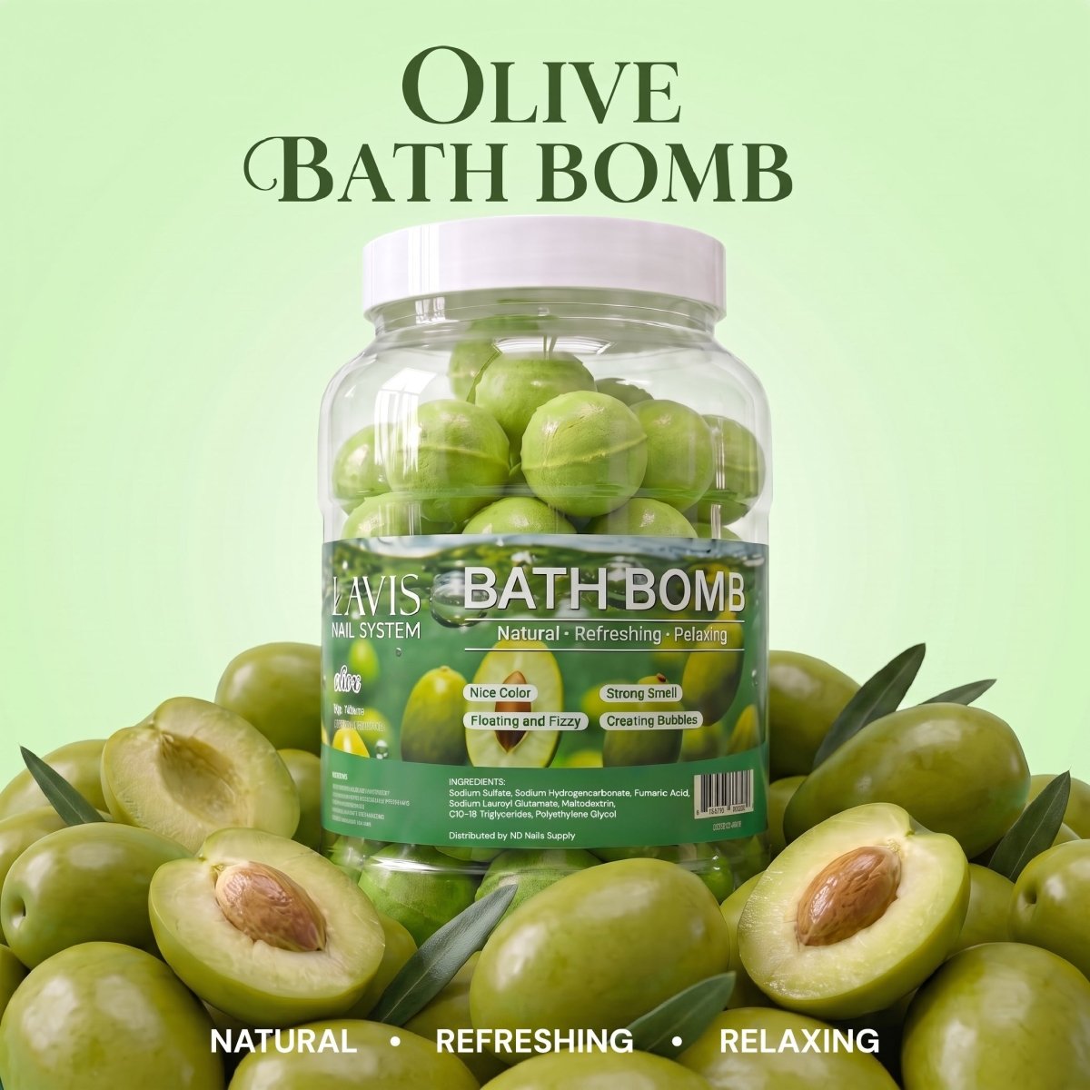 LAVIS Bath Bomb Jar - Choose Your Scent: Honey Pearl, Orange, Lavender, Mango, Rose, Jasmine, Mint & More