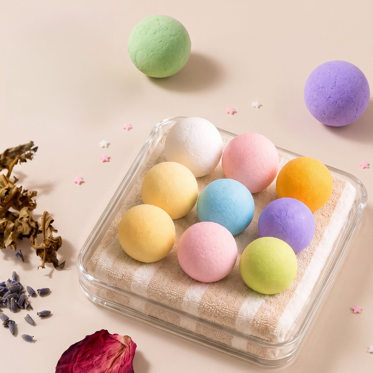 LAVIS Bath Bomb Jar - Choose Your Scent: Honey Pearl, Orange, Lavender, Mango, Rose, Jasmine, Mint & More