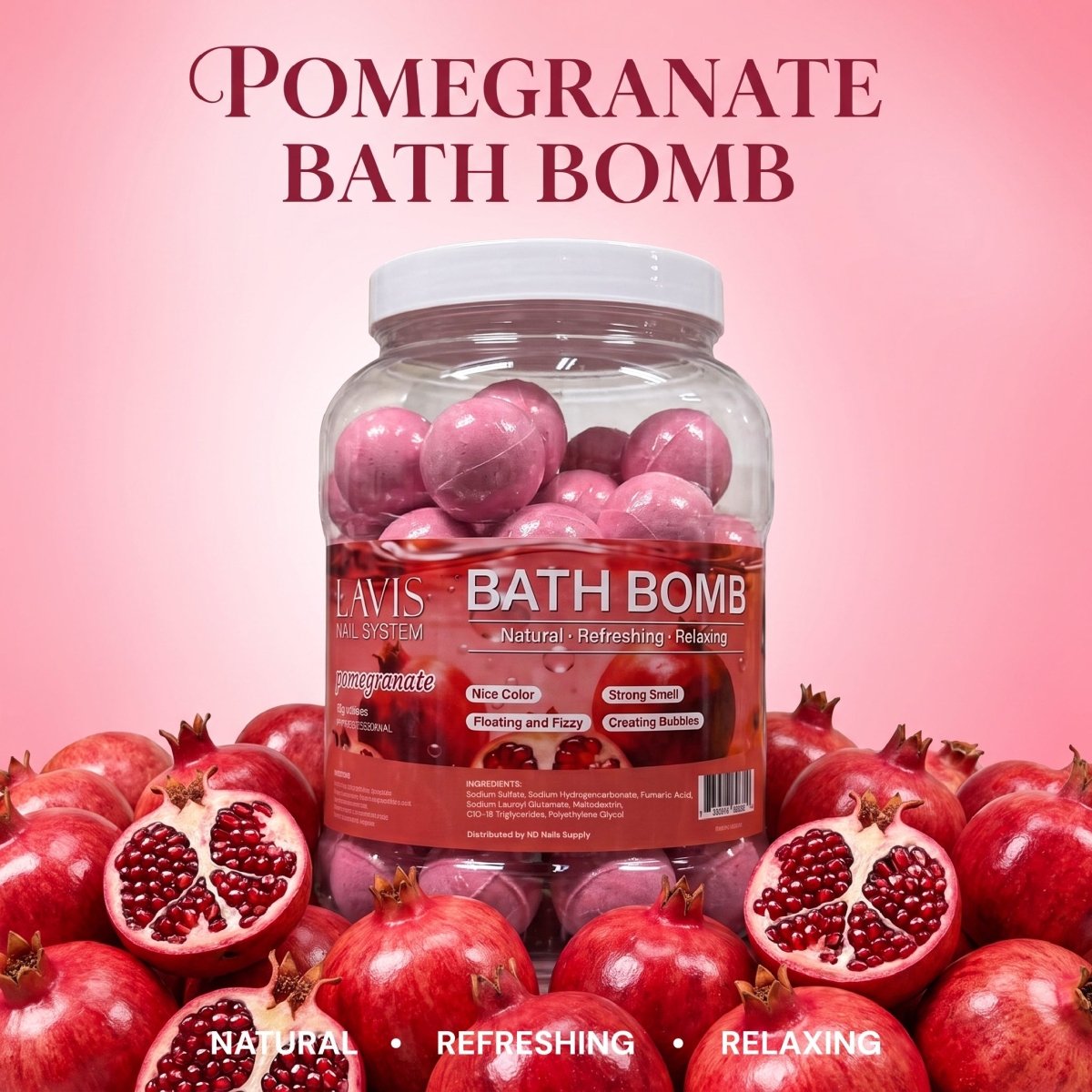 LAVIS Bath Bomb Jar - Choose Your Scent: Honey Pearl, Orange, Lavender, Mango, Rose, Jasmine, Mint & More
