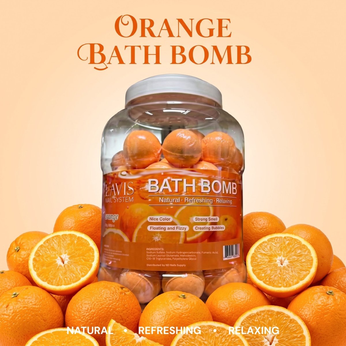 LAVIS Bath Bomb Jar - Choose Your Scent: Honey Pearl, Orange, Lavender, Mango, Rose, Jasmine, Mint & More