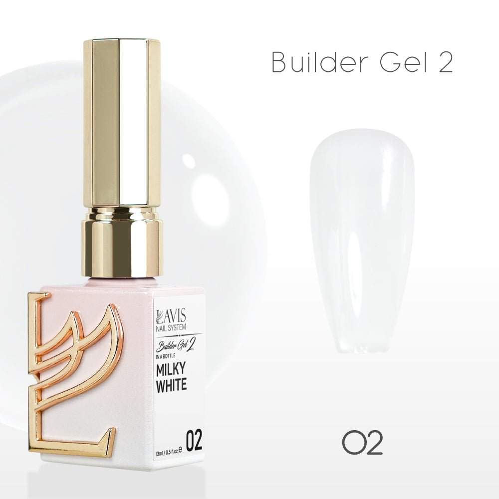 LAVIS Builder Gel 2 - 02 Milky White - Gel Polish 15ml - DTK Nail Supply