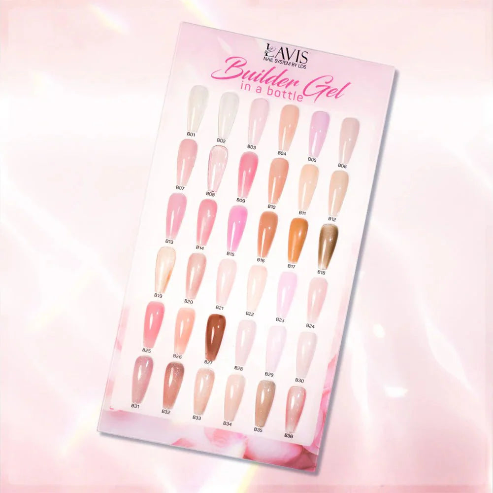 LAVIS Builder Gel In The Bottle Set 36 Colors - DTK Nail Supply