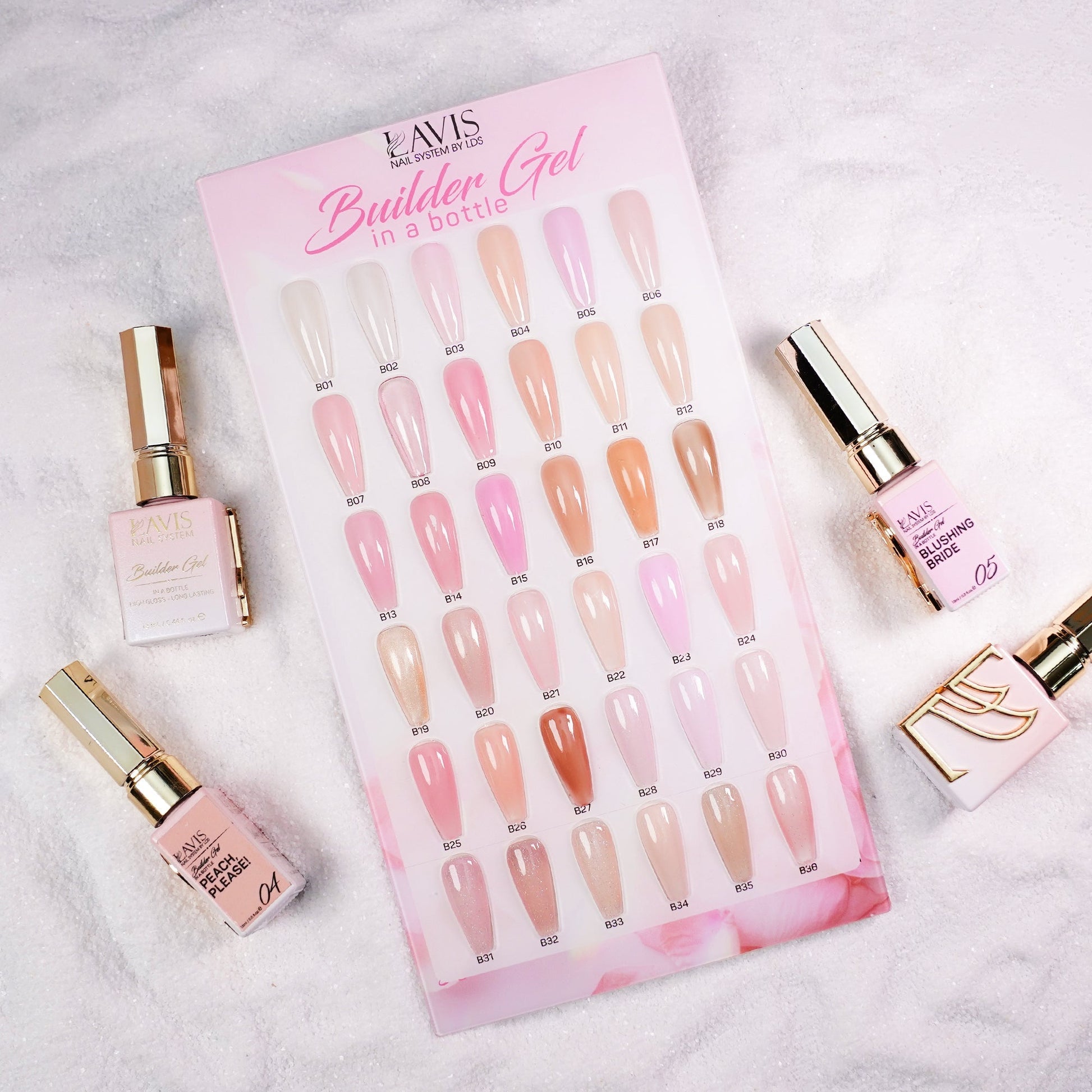 LAVIS Builder Gel In The Bottle Set 36 Colors V2 - DTK Nail Supply