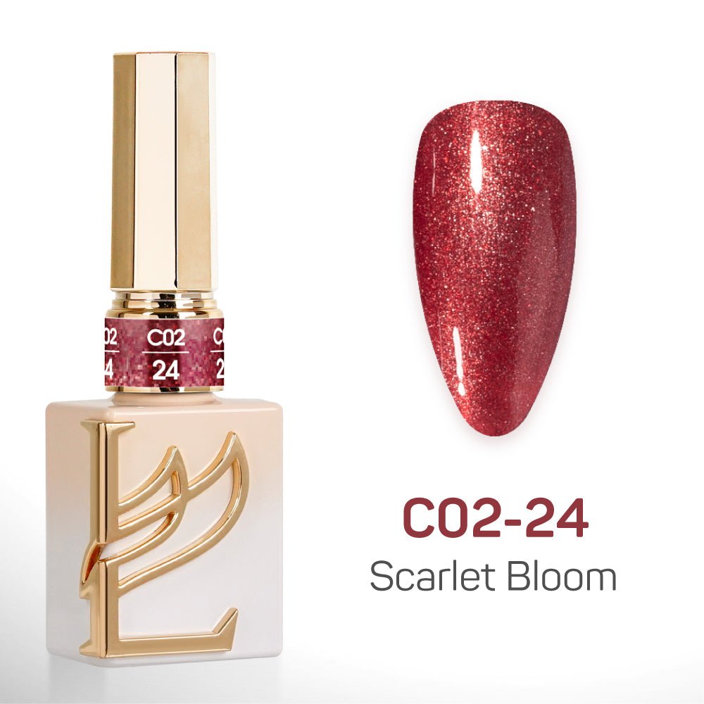 LAVIS C02 (Ver2) - Set 24 Colors - Gel Polish 0.5 oz - Scarlet Bloom Collection - DTK Nail Supply