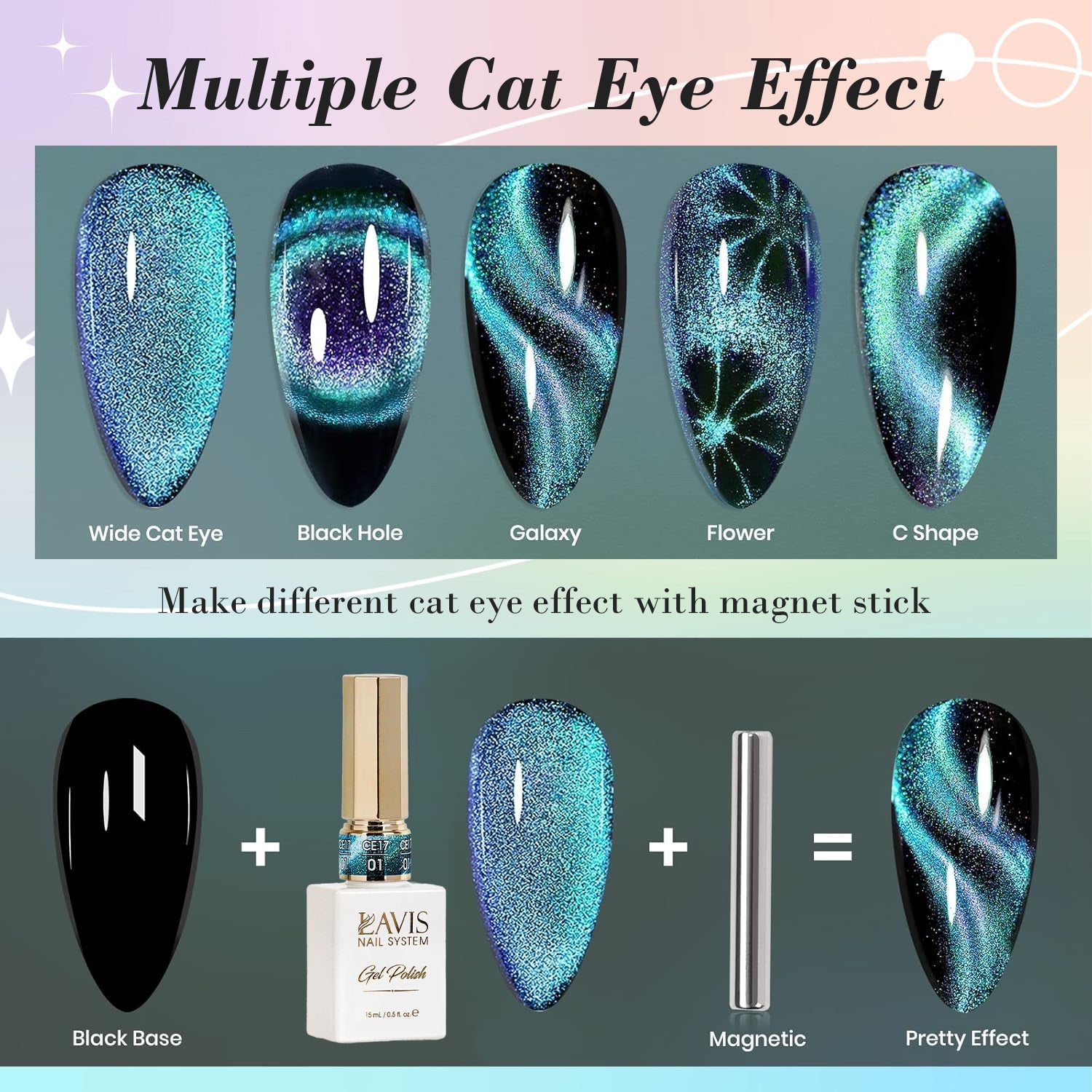 LAVIS Cat Eyes CE17 - 07 - Gel Polish 0.5 oz - Stellar Shift Collection - DTK Nail Supply
