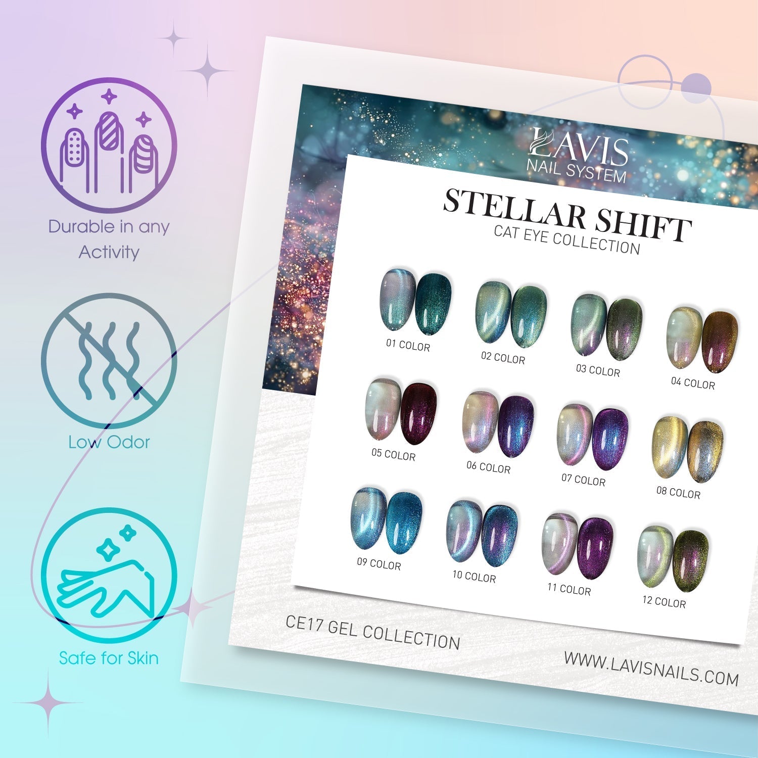 LAVIS Cat Eyes CE17 - 08 - Gel Polish 0.5 oz - Stellar Shift Collection - DTK Nail Supply