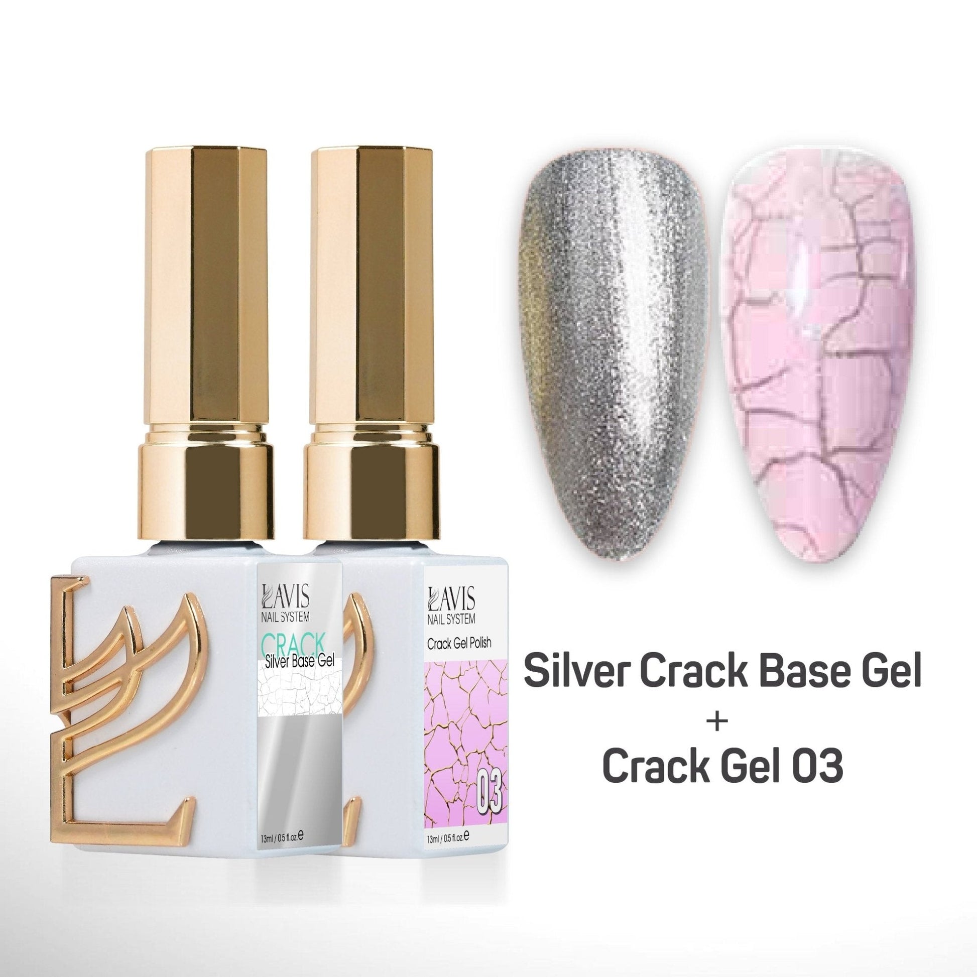 LAVIS Crack Gel 03 + Silver Crack Base Gel - 0.5 oz - DTK Nail Supply