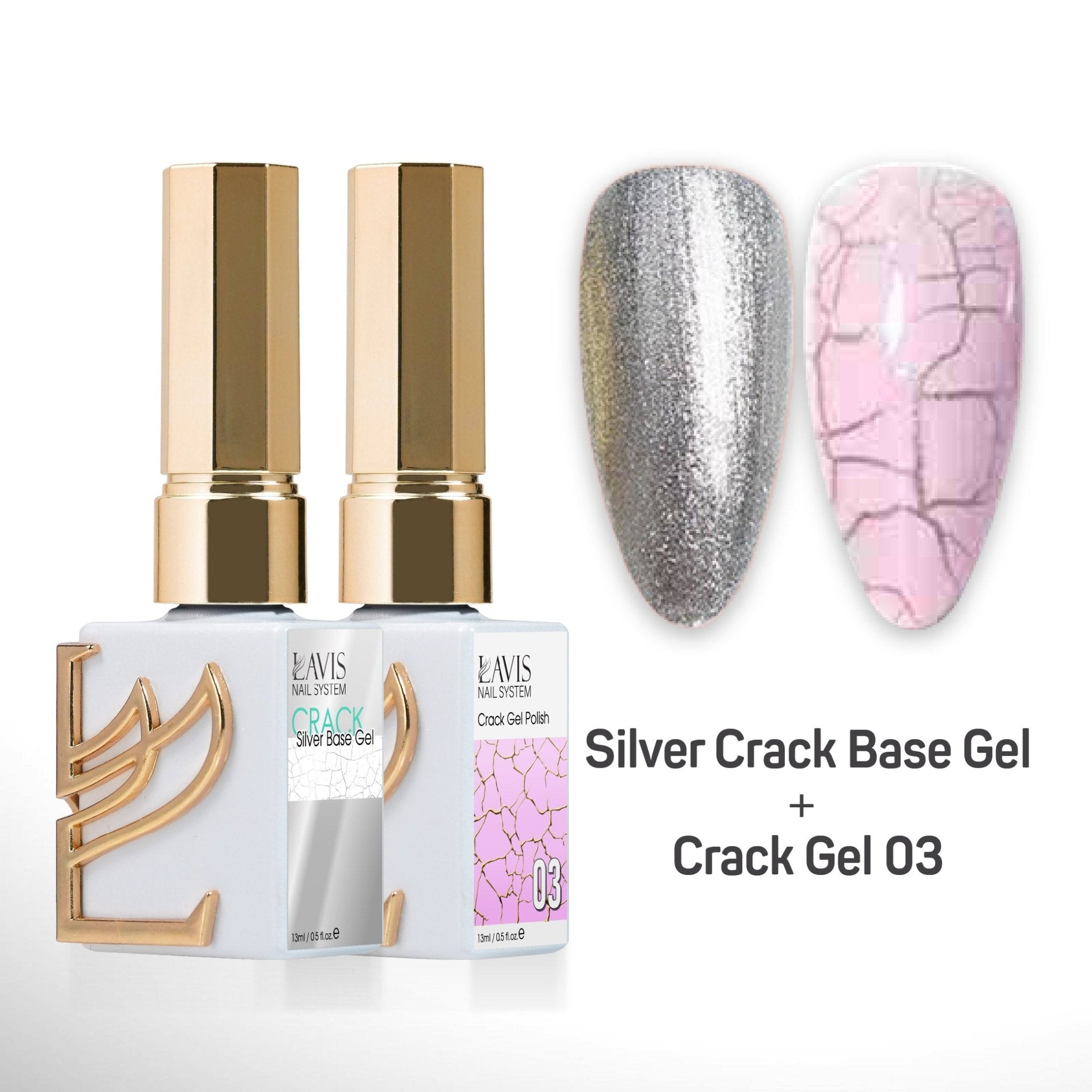 LAVIS Crack Gel 03 + Silver Crack Base Gel - 0.5 oz - DTK Nail Supply