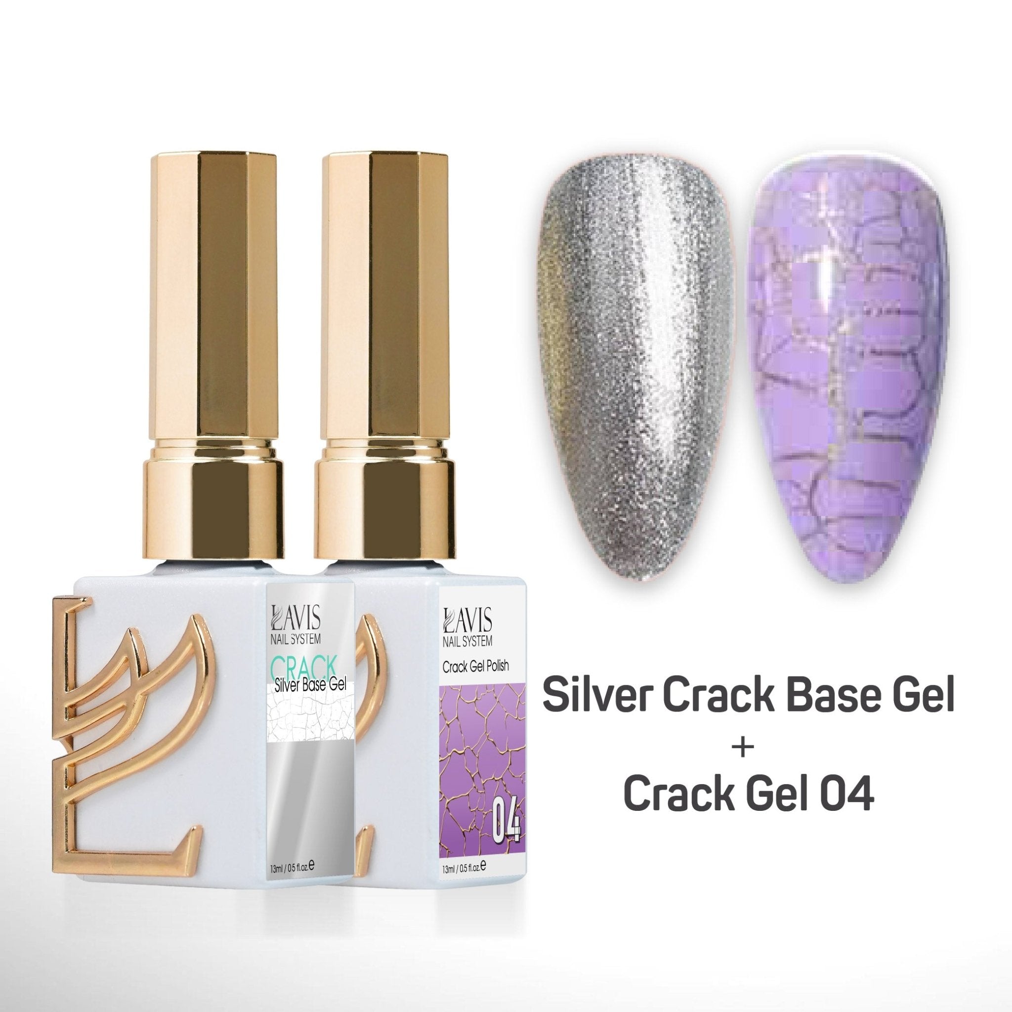 LAVIS Crack Gel 04 + Silver Crack Base Gel - 0.5 oz - DTK Nail Supply