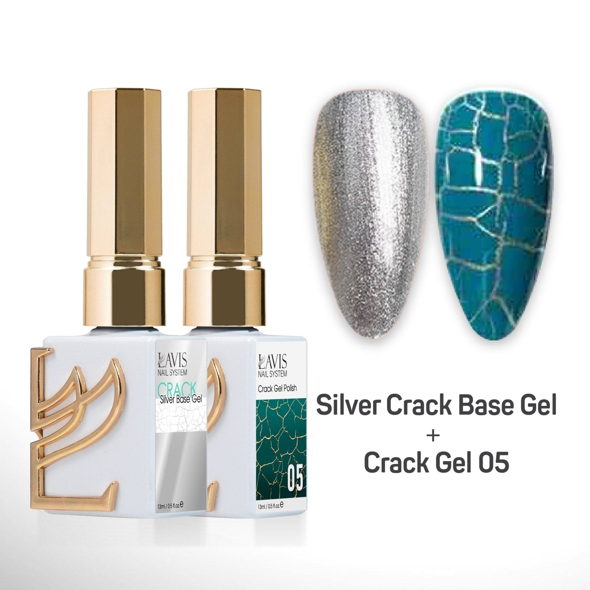 LAVIS Crack Gel 05 + Silver Crack Base Gel - 0.5 oz - DTK Nail Supply